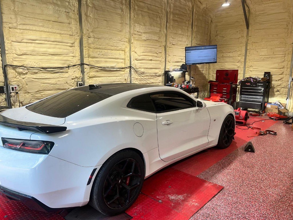 White Camaro on the dyno