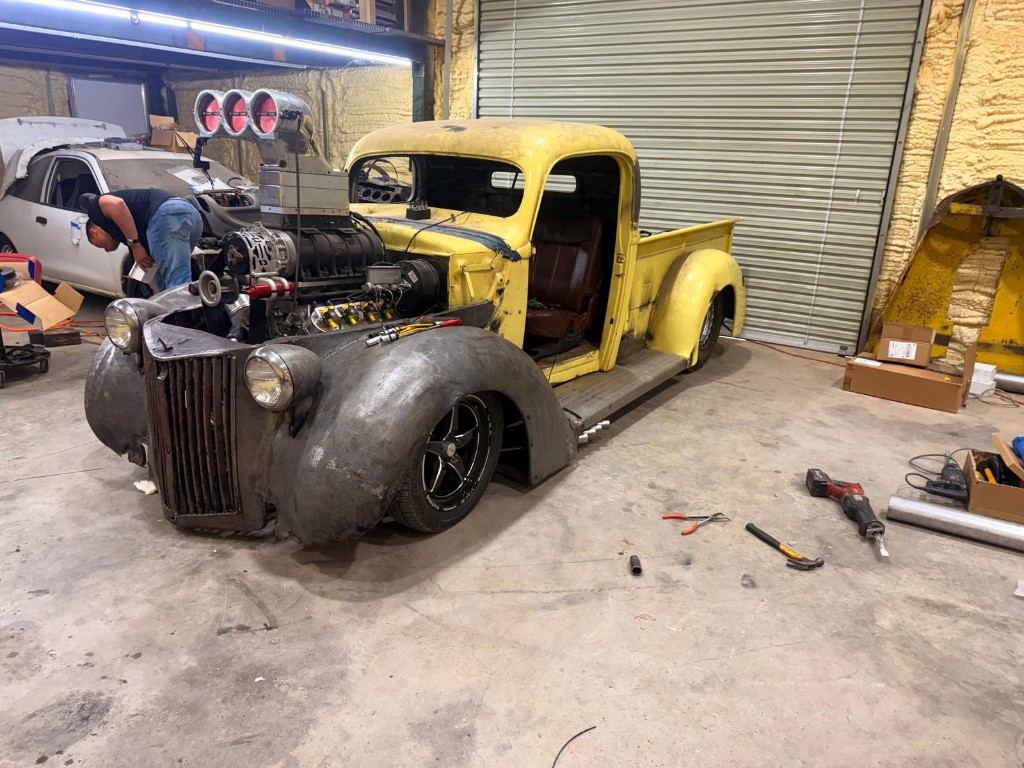 Custom American truck in the bay at NC Diesel and Dyno