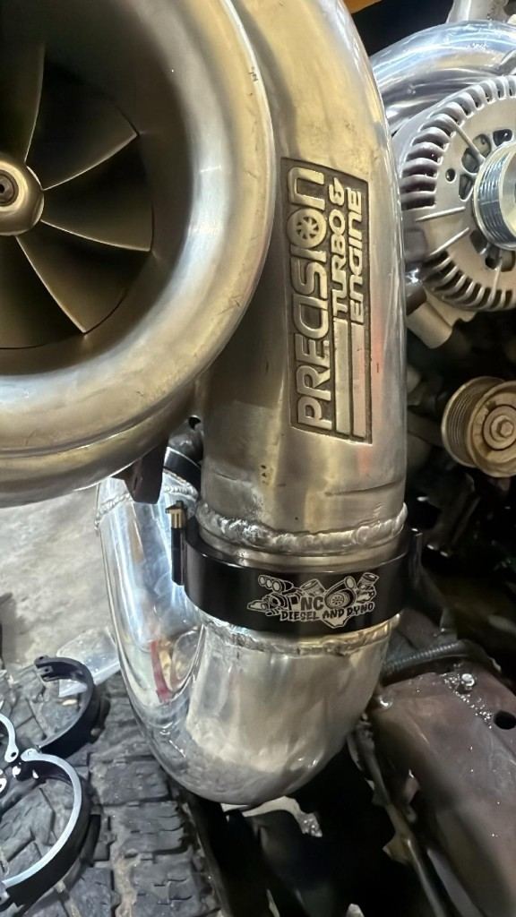 Precision turbo with NC Diesel and Dyno branded clamp